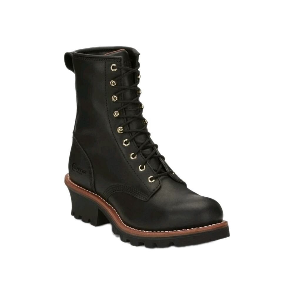 Chippewa Baldor 8 Inch Steel Toe Logger Lace Up Work Mens Black 10.5 73020
